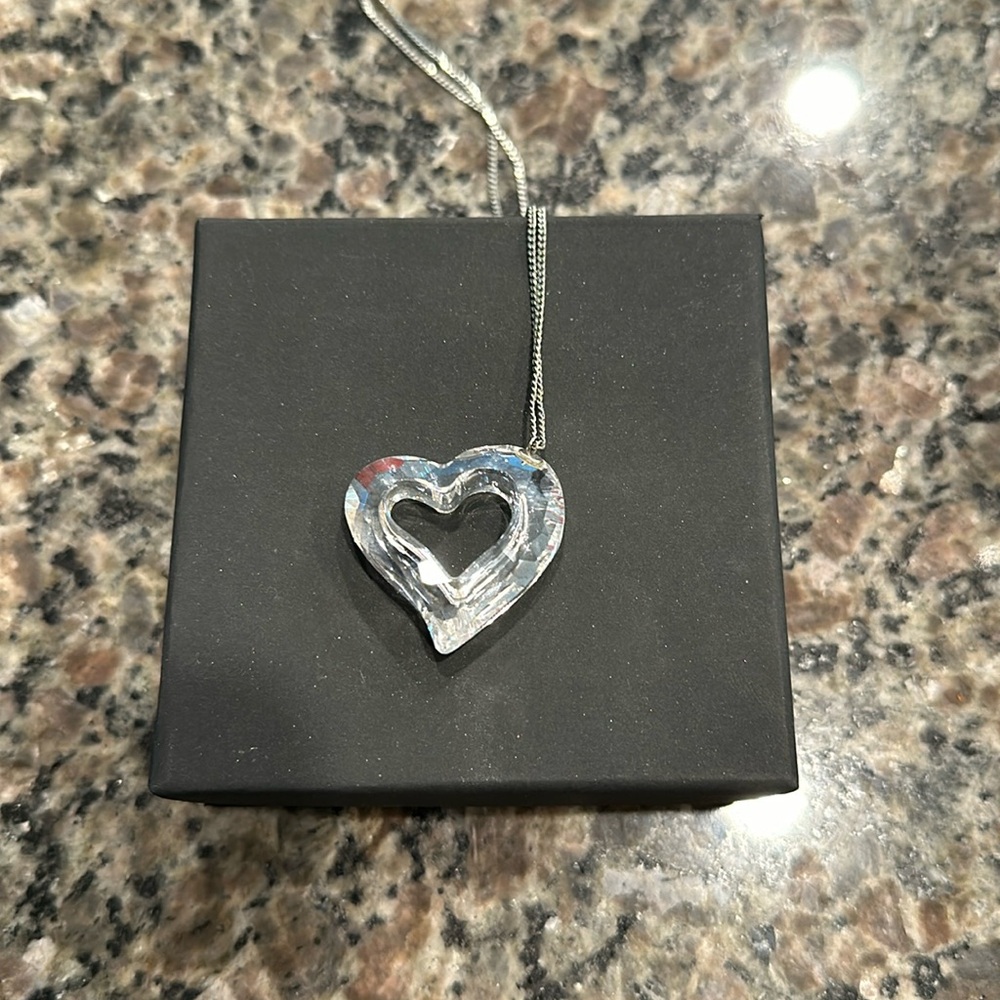 Swarovski Love Heart Light Azore Moonlight Pendant Necklace Jewelry